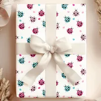 Cute Pink Blue Ladybug Hearts Pattern Wrapping Paper