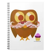 Super Trendy Bacon Mustache Owl Cartoon  Notebook