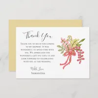 Bow Floral Fancy Yellow Bridal Shower Hand Drawn  Thank You Card