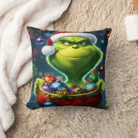 The Grinch prepares for a festive holiday season Throw Pillow