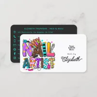 Vibrant and Bold African American Nail Artist Business Card