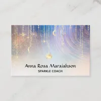 *~* Gold Stars Sparkle Moon Sun Celestial Rainbow Business Card