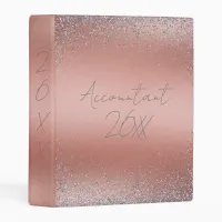 Rose Gold Brushed Metal Glitter Monogram | Mini Binder