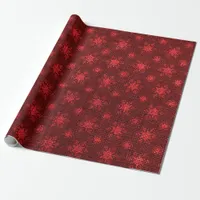 Christmas Burgundy Burlap Stars Wrapping Paper