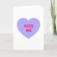 Purple Kiss Me Conversation Heart Holiday Card