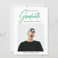 Simple Green Modern Minimal 2 Photo Graduation   Invitation