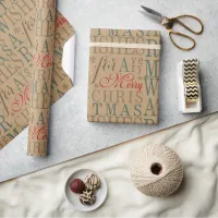 Warm Wishes Typography Kraft Paper Red/Green ID589