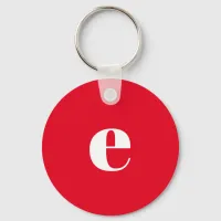 Trendy Simple Modern Initial Monogrammed Red Keychain