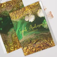 Abstract Faux Gold Metallic Foil Green Trendy Chic Pocket Folder