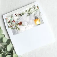 Winter Rustic Pine Trees Botanical Lantern Wedding Envelope Liner