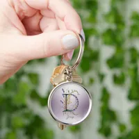 Minimalist Monogram 'D' Lavender & Vines Keychain