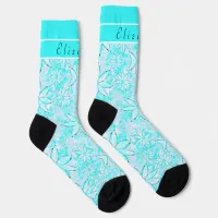 Cute Girly Blue White Flowers All-Over-Print Socks