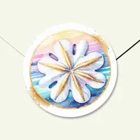 Soft Pastel Ocean Coastal Sand Dollar Wedding  Classic Round Sticker