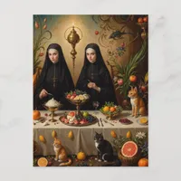 Nuns Surreal Feast for Cats Postcard