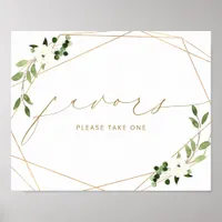 Wedding Sign Favors Geometric Greenery Gold Bridal