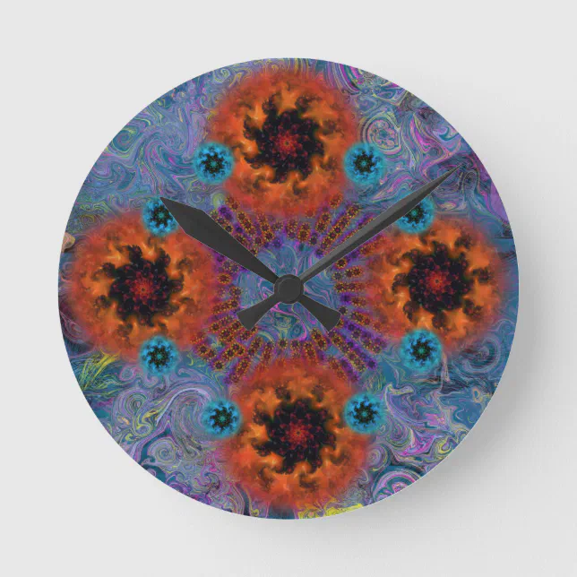 Horloge Ronde motif fleur de fractale Round Clock