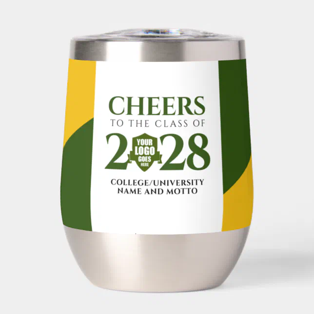 Green Gold School College University Graduation Thermal Wine Tumbler