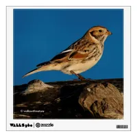 Lapland Longspur on a Sunlit Log Wall Decal