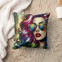 Beautiful Woman in the City Throw Pillow