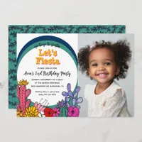 Whimsical Cactus Floral Modern Fiesta Kid Birthday Invitation