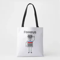 Personalized Robot Themed   Tote Bag