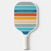 Modern Retro Sunset Stripes Personalized  Pickleball Paddle