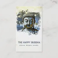 *~* QR Blue Artsy Buddha AP33 QR Logo Business Card