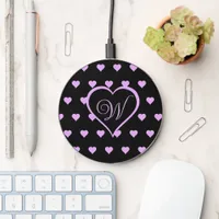 Fun and Flirty Pink Hearts Personalized  Wireless Charger