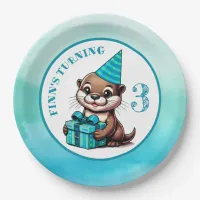 Boy's Birthday Party Otter Themed Personalized Paper Plates