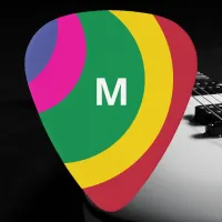 Bright Stylish Abstract Modern Colorful Monogram Guitar Pick