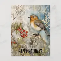 Winter Robin Happy Holidays Postcard