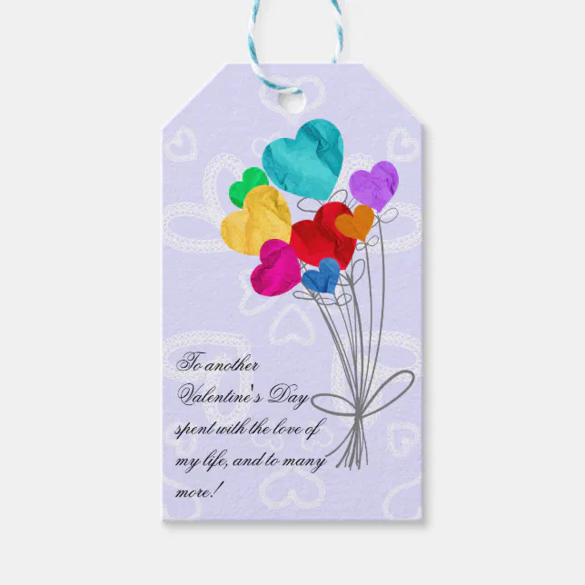 A bouquet of heart paper balloons gift tags