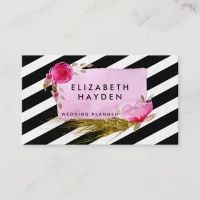 Pink gold foil Floral business card