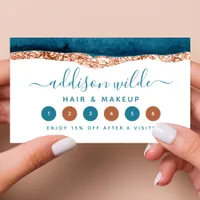 Teal And Gold Watercolor Loyalty Card