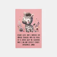 Woodland Zebra Kids Christian Prayer on Pink | Rug