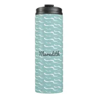 Sea Waves Summer Ocean Cool Aqua Custom Name Thermal Tumbler