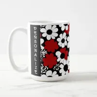 Personalize Floral Pattern in Red, Black and White Coffee Mug