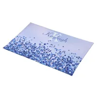 Simple Blue Brushed Metal and Glitter Monogram | Cloth Placemat