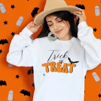 Halloween Retro Trick or Treat Orange Black Girly T-Shirt