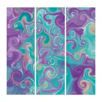 Purple, Blue, Gold and Teal swirls   Triptych