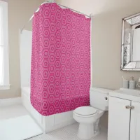 Simple Pink Geometric Hexagonal Patterned Shower Curtain
