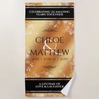 Elegant 7th 22nd 49th Copper Wedding Anniversary Beach Towel