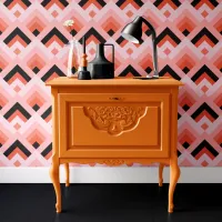 Trendy Pink & Black Geometric Halloween Wallpaper