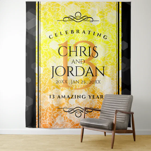 Elegant 13th Citrine Wedding Anniversary Tapestry