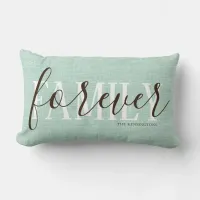 Rustic Teal Burlap Style Family Forever | Photo Lumbar Pillow