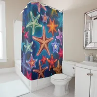 Multi-coloured Star Fish Design  Shower Curtain