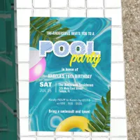 Vibrant Tropical Birthday Summer Pool Party Invitation