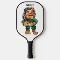 Scandinavian Funny Troll Illustration Watercolor Pickleball Paddle