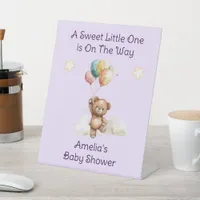 Sweet Little One on the Way Lavender Baby Shower Pedestal Sign