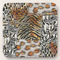 Safari Wild Animal Print Hard plastic coaster